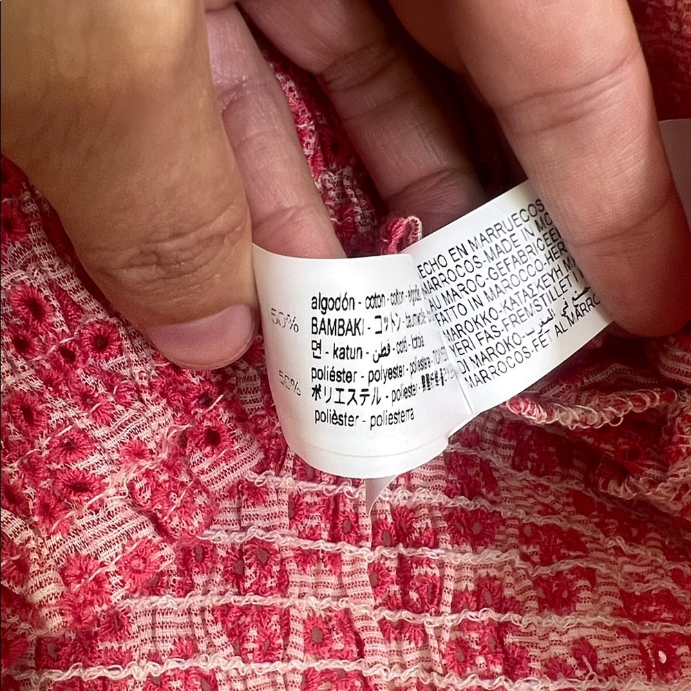 Zara - NWT Floral Print V Neck Smocked Waistband Quarter Sleeve Blouse Small - Picture 10 of 11